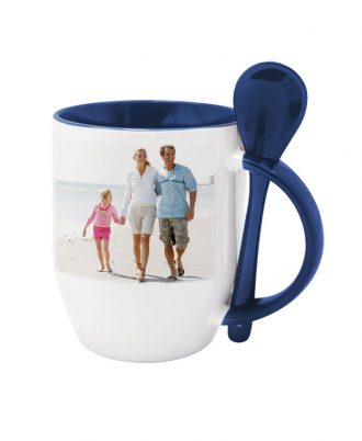 personalized mug design birthday gift | cup design | spoon dark blue