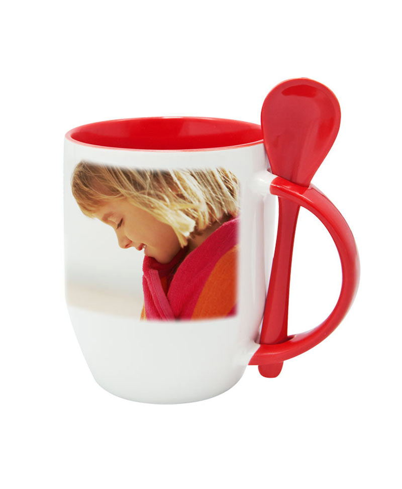 Mug with spoon couple mug design for anniversary and birthday party