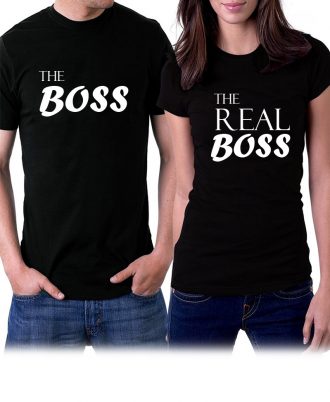 Couple T Shirts Design the boss the real boss